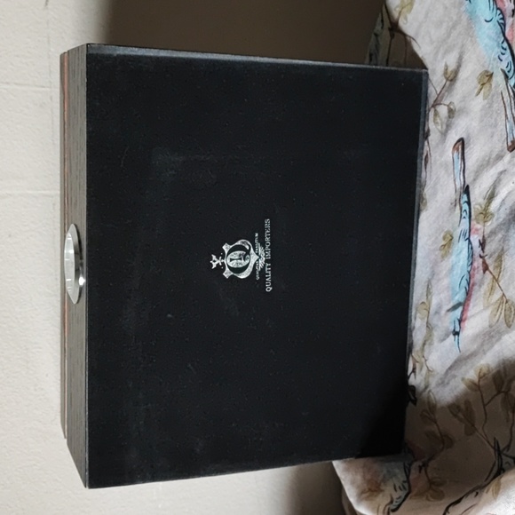 Black Espresso Wood Cigar Cutter Humidor Oak? Glass Lid Hygrometer - Picture 4 of 15